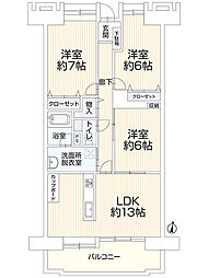 レインボー旭町壱番館 3LDKの間取図画像