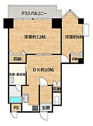 信開ドムス御影橋 2DKの間取図画像