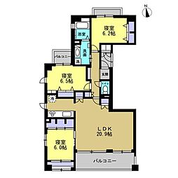 サーパス文京二丁目 3LDKの間取図画像