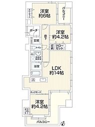 ワコーレアーバンフラッツ三宮東 3LDKの間取図画像