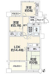 東峰マンション野間大池公園 3LDKの間取図画像