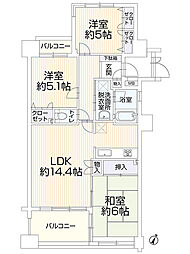 東峰マンション野間大池公園 3LDKの間取図画像