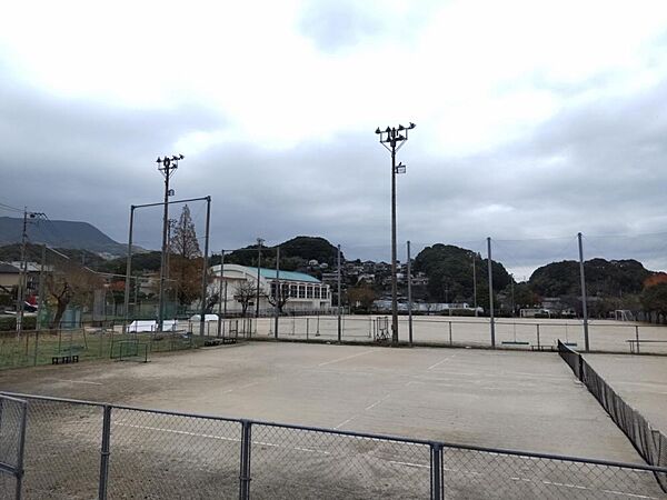 Beautiful mountainous landscape with colorful sky