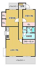 ニューライフ久留米 2LDKの間取図画像
