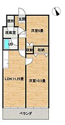 第3京町台ハイツ 2LDKの間取図画像