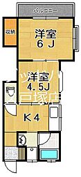 サンハイム 2Kの間取図画像