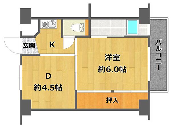 ビレッジハウス鴻池4号棟 ｜兵庫県伊丹市鴻池2丁目(賃貸マンション1DK・1階・28.98㎡)の写真 その2