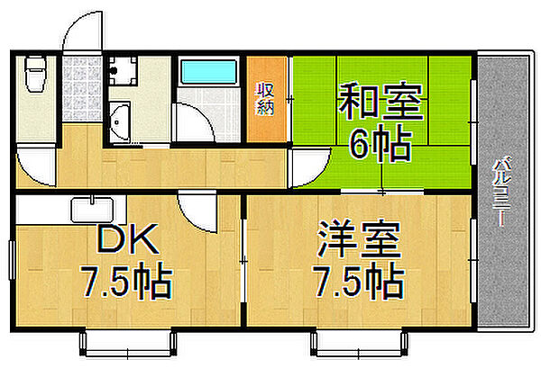 新伊丹シャネル ｜兵庫県伊丹市平松6丁目(賃貸アパート2LDK・2階・46.72㎡)の写真 その2