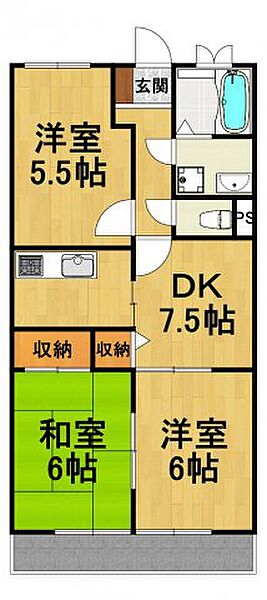 アウスレーゼ瑞穂 ｜兵庫県伊丹市瑞穂町6丁目(賃貸マンション3DK・1階・55.18㎡)の写真 その2