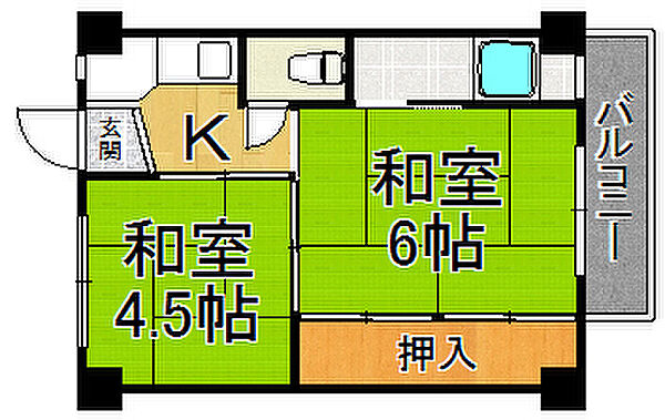 ビレッジハウス鴻池1号棟 ｜兵庫県伊丹市鴻池2丁目(賃貸マンション2K・1階・28.98㎡)の写真 その2