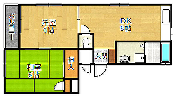 兵庫県西宮市郷免町(賃貸アパート2DK・2階・41.00㎡)の写真 その2