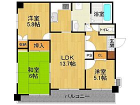 ヴァンヴェール甲風園  ｜ 兵庫県西宮市甲風園2丁目（賃貸マンション3LDK・2階・68.25㎡） その2