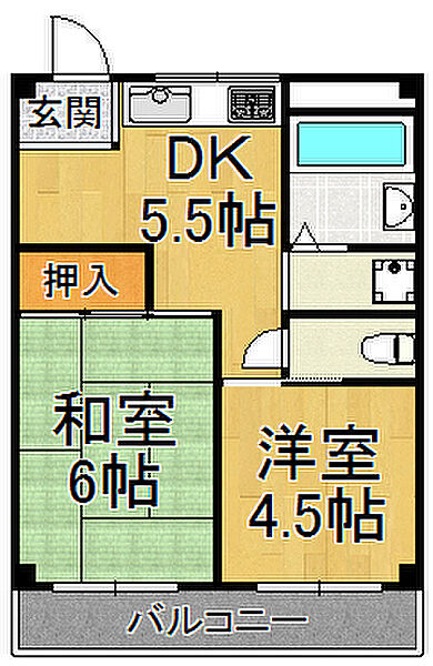 兵庫県西宮市室川町(賃貸マンション2DK・2階・36.40㎡)の写真 その2