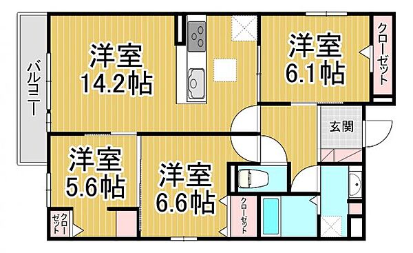 ヴェラ　アズール ｜兵庫県西宮市常磐町(賃貸アパート3LDK・3階・74.29㎡)の写真 その2