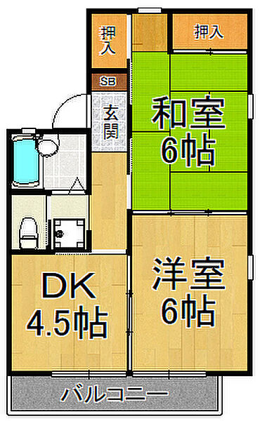 兵庫県西宮市甲子園五番町(賃貸アパート2DK・1階・40.15㎡)の写真 その2