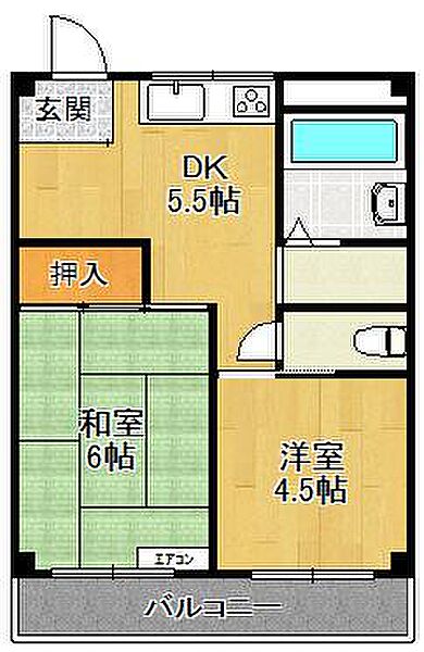 中尾ビル ｜兵庫県西宮市室川町(賃貸マンション2DK・3階・36.40㎡)の写真 その2