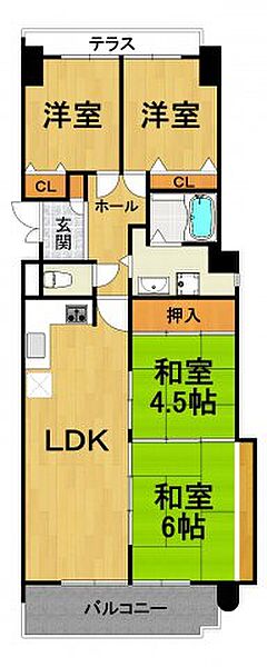 デュオ苦楽園　1号棟(東側) ｜兵庫県西宮市神垣町(賃貸マンション4LDK・1階・74.51㎡)の写真 その2