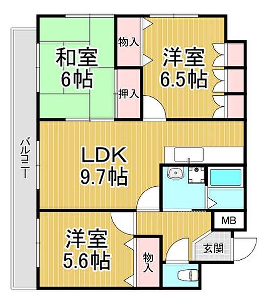 ビアンディール3 ｜兵庫県西宮市上之町(賃貸マンション3LDK・5階・70.06㎡)の写真 その2