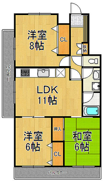 アベニ－ル ｜兵庫県西宮市下大市西町(賃貸マンション3LDK・4階・72.00㎡)の写真 その2