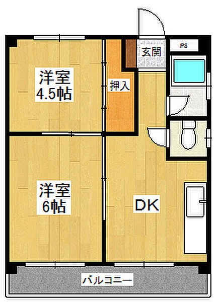 三興マンション ｜兵庫県尼崎市南武庫之荘3丁目(賃貸マンション2DK・2階・34.02㎡)の写真 その2