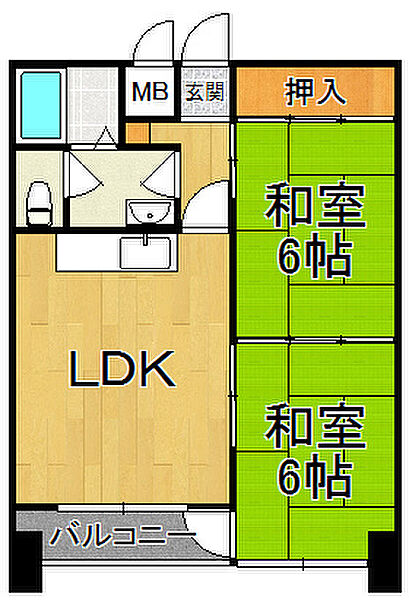 天崎ビル ｜兵庫県尼崎市東難波町5丁目(賃貸マンション2LDK・5階・50.59㎡)の写真 その2