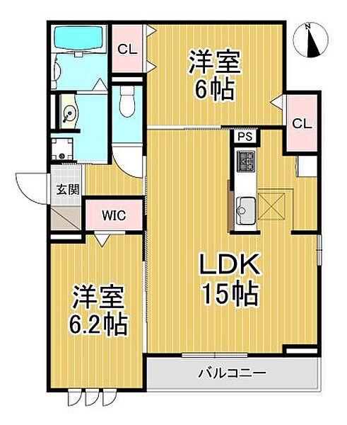 兵庫県尼崎市七松町1丁目(賃貸アパート2LDK・3階・61.05㎡)の写真 その2