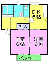 メゾン松尾D 2DKの間取図画像