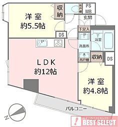 荻窪豊栄ステーションプラザ 2LDKの間取図画像