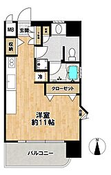オークメゾン新神戸生田町増田ビル ワンルームの間取図画像