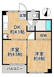 藤本コーポ 2DKの間取図画像