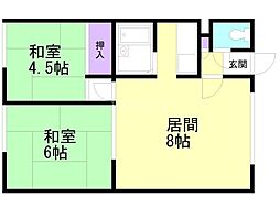 佐藤ハウス 2DKの間取図画像