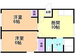 シティハイムナニワ 2LDKの間取図画像