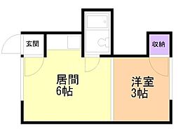 24ハイツA 1DKの間取図画像