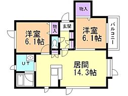 マルシメ64A 2LDKの間取図画像