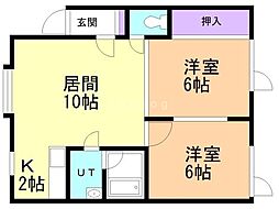 ゴールド五号館 2LDKの間取図画像
