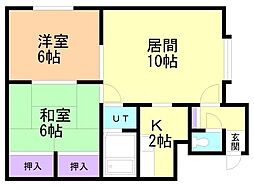 パレーシャル37 2LDKの間取図画像