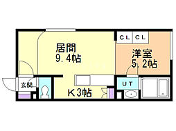 ユニエトワール札幌北9条（旧Ｍｅｌｒｏｓｅｐｌａｃｅ） 2階