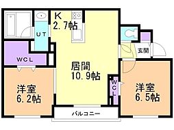 札幌市北区新琴似七条2丁目マンション 2LDKの間取図画像