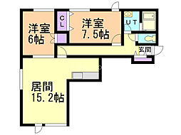 ウェストビュウ81 2LDKの間取図画像