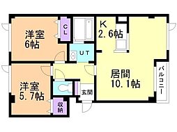 グリーンフィールド1 2LDKの間取図画像