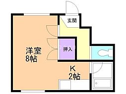 ハニサクル麻生 1Kの間取図画像