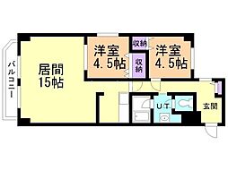 シティハイツ北23 2LDKの間取図画像