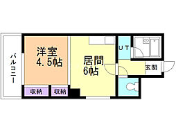 第53松井ビル 1DKの間取図画像