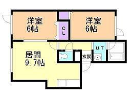 ラ・フォルセN30 2LDKの間取図画像