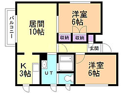 トリオ383 2LDKの間取図画像