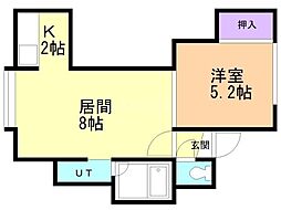 ニューリバー22 1LDKの間取図画像