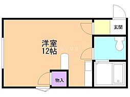 シーガルハイムNo.2 ワンルームの間取図画像