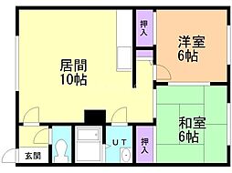 ニューローズA棟 2LDKの間取図画像