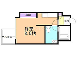 プライマル札幌北18条 ワンルームの間取図画像