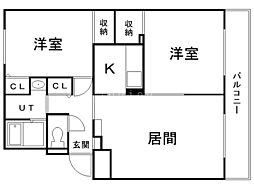 パークハイツ1 2LDKの間取図画像